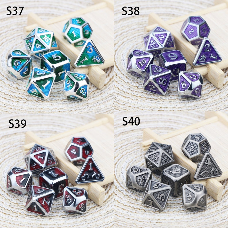 Gradient checkered dice\uff0cDnd Dice\uff0c Metal Dice set\uff0cdungeons and dragons dice gift\uff0c7 Pieces Zinc Alloy Dices Set\uff0cFeatured dice\uff0c