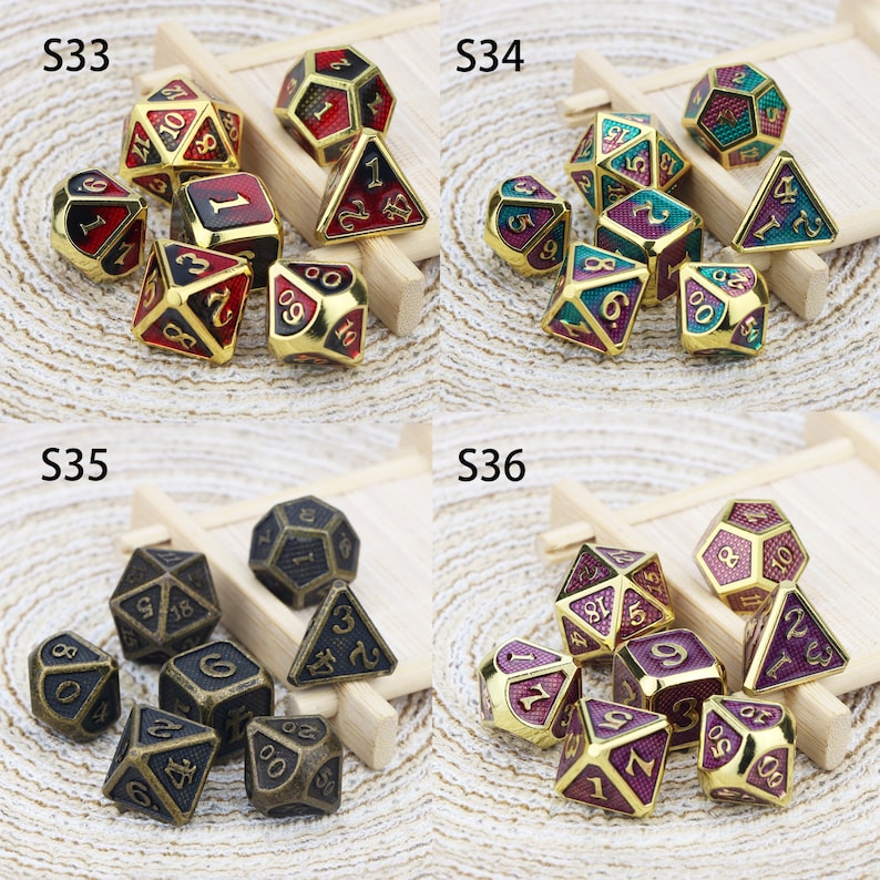 Gradient checkered dice\uff0cDnd Dice\uff0c Metal Dice set\uff0cdungeons and dragons dice gift\uff0c7 Pieces Zinc Alloy Dices Set\uff0cFeatured dice\uff0c
