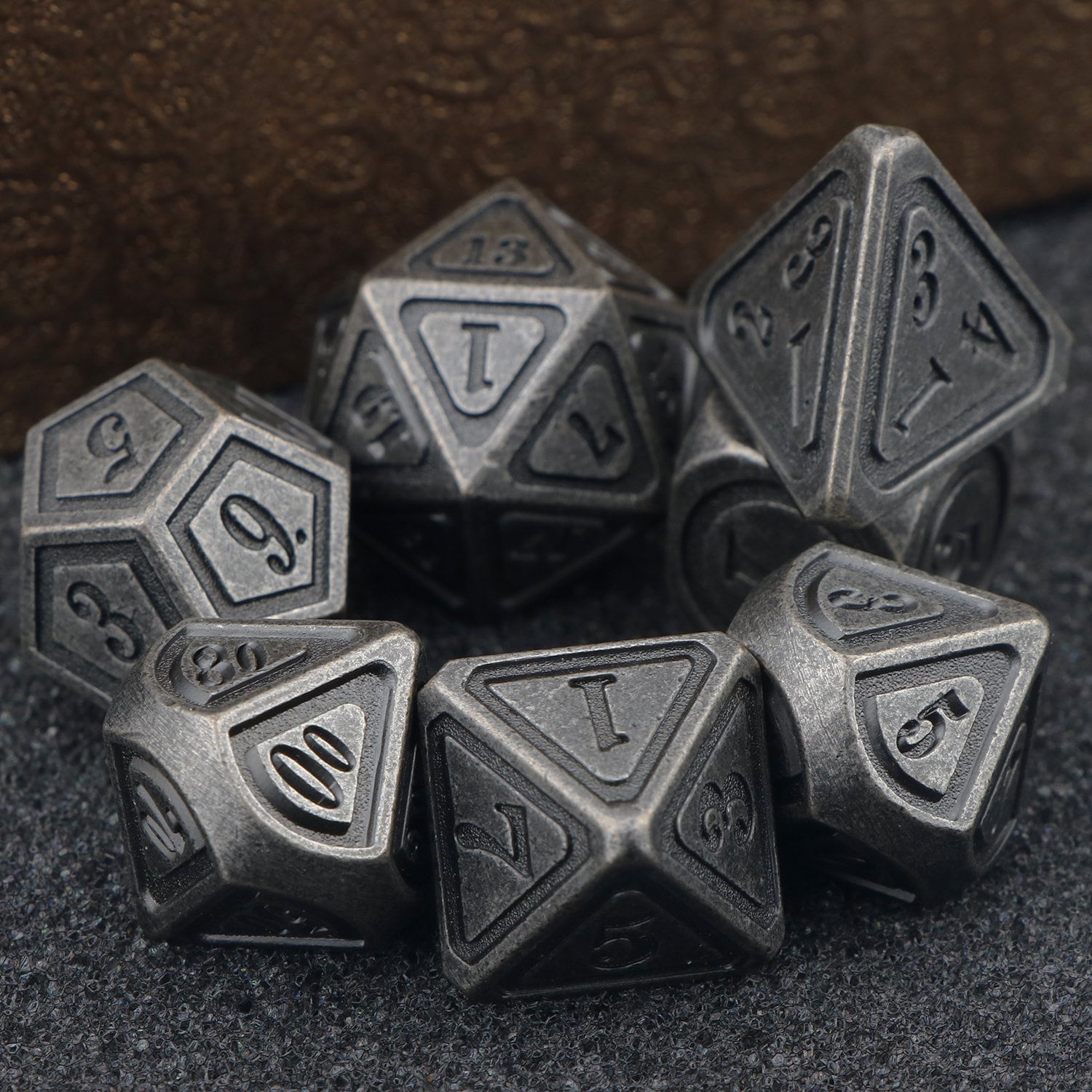 Aged Iron Metal Dice Set Polyhedral Dice Set Dungeons and Etsy