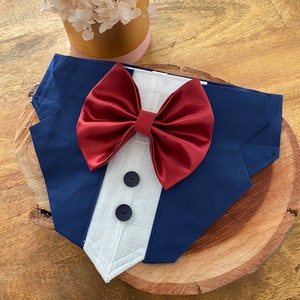 Tuxedo over the collar bandana with bow tie and lapels