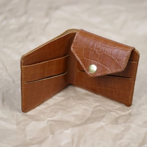 Cartera de cuero / Cartera pequeña de cuero / Mini cartera de cuero / Disponible en 4 colores / Regalo para el día de la madre Embossed Brown