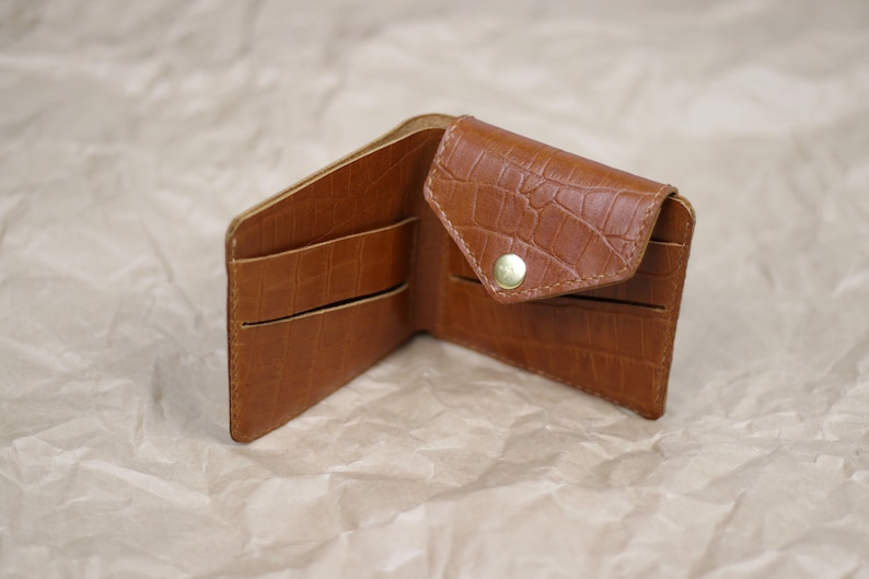 Cartera de cuero / Cartera pequeña de cuero / Mini cartera de cuero / Disponible en 4 colores / Regalo para el día de la madre Embossed Brown