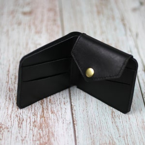 Cartera de cuero / Cartera pequeña de cuero / Mini cartera de cuero / Disponible en 4 colores / Regalo para el día de la madre Smooth Black