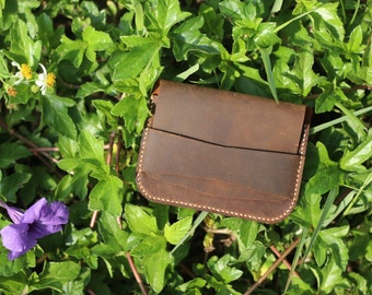 100% Handmade - Brown Leather Wallet, Real Leather, Mother's day gift