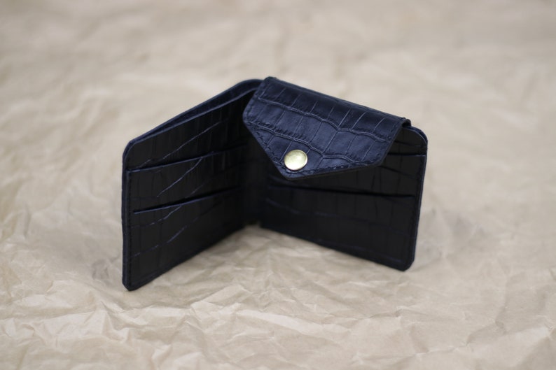 Cartera de cuero / Cartera pequeña de cuero / Mini cartera de cuero / Disponible en 4 colores / Regalo para el día de la madre Embossed Black