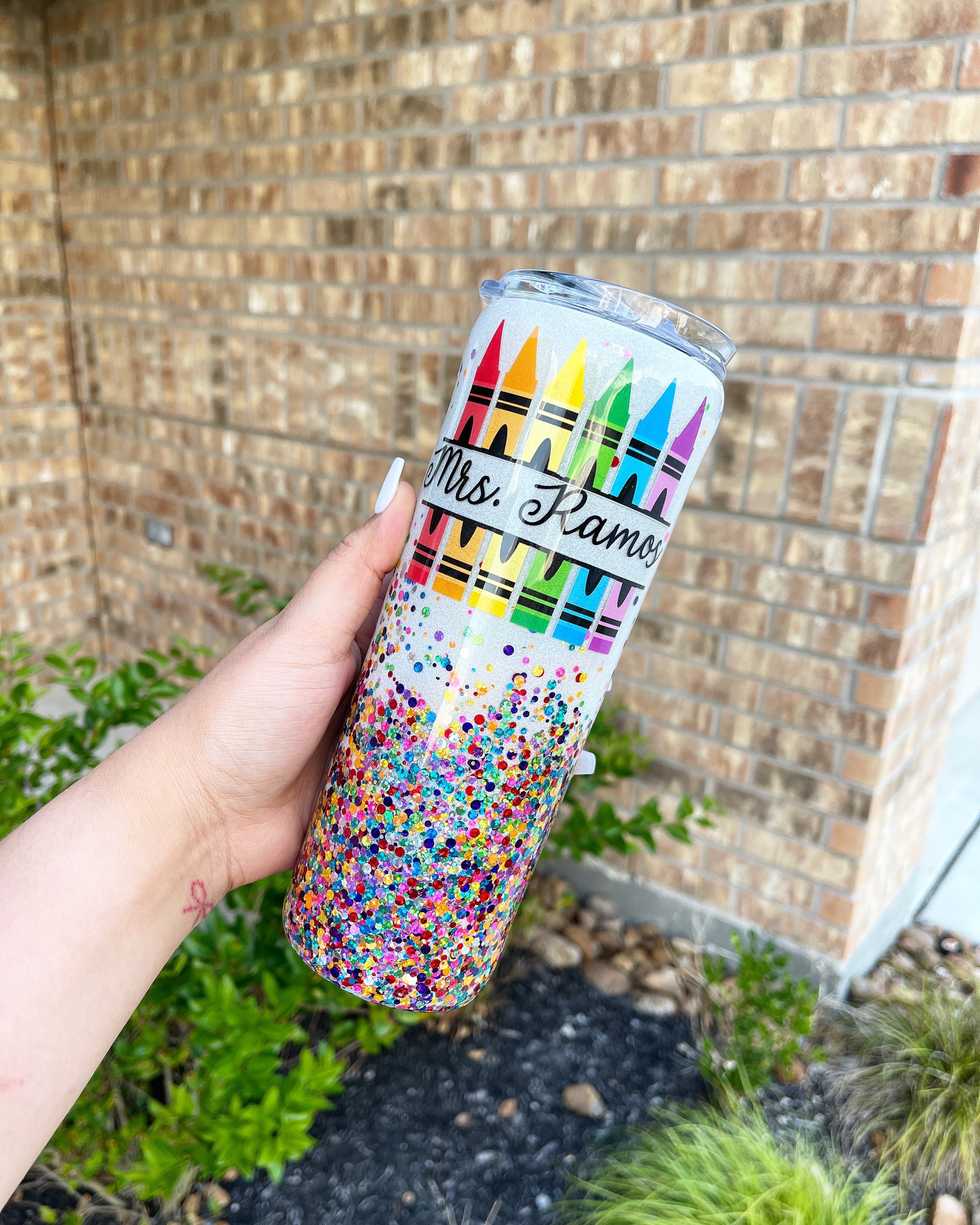 Rainbow Glitter Crayons Art Teacher Back To School Name Tag