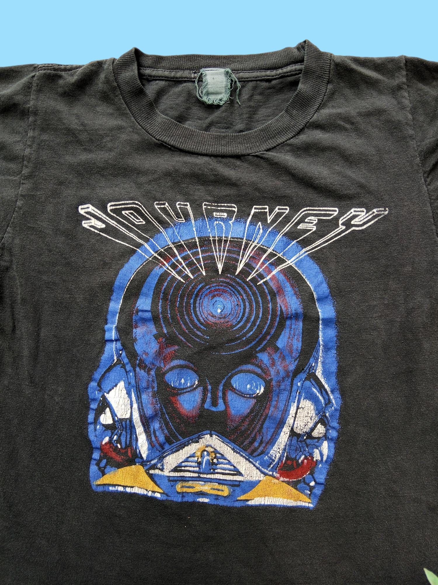 T-shirt Vintage 1983 Journey Frontiers World Tour - Taille XS Homme - Bleu - Occasion Très Bon état