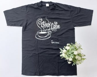 Vintage 80's Agatha Christie Black Coffee Theatre Play Promo T Shirt size XL (W 20.5" x L 28.5")