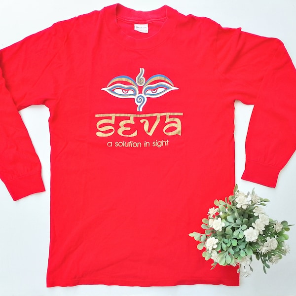 Vintage 80's Grateful Dead Seva Foundation A Solution In Sight Concert Long Sleeve T Shirt size M (W 19.5" x L 28")