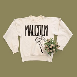 Vintage 1992 Malcolm X Civil Rights Sign Sweater (W 19.5 x L 24.5)