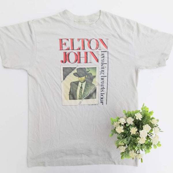 Vintage 1984 Elton John Breaking Hearts Tour Everybody's Restless T Shirt (W 19" x L 25")