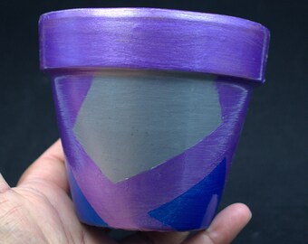 Purple Geometric Pot (4inch)