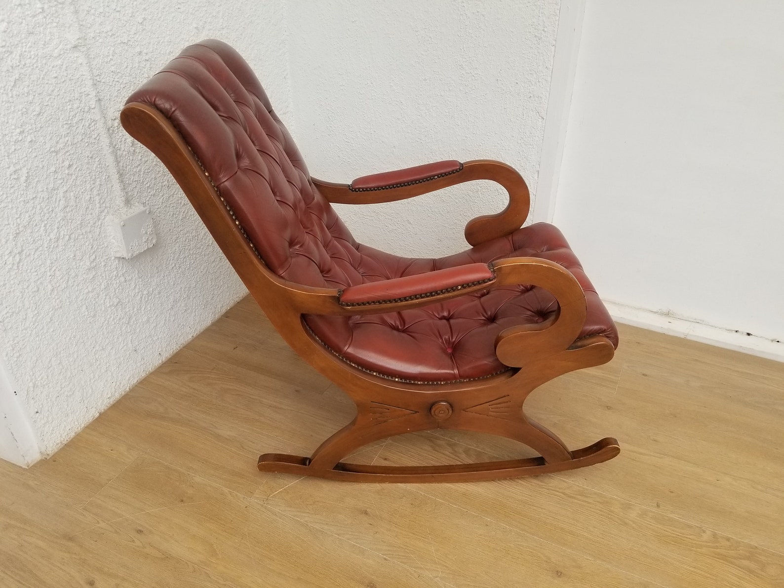 Oxblood Red Leather Chesterfield Rocking Chair / Slipper chair Etsy