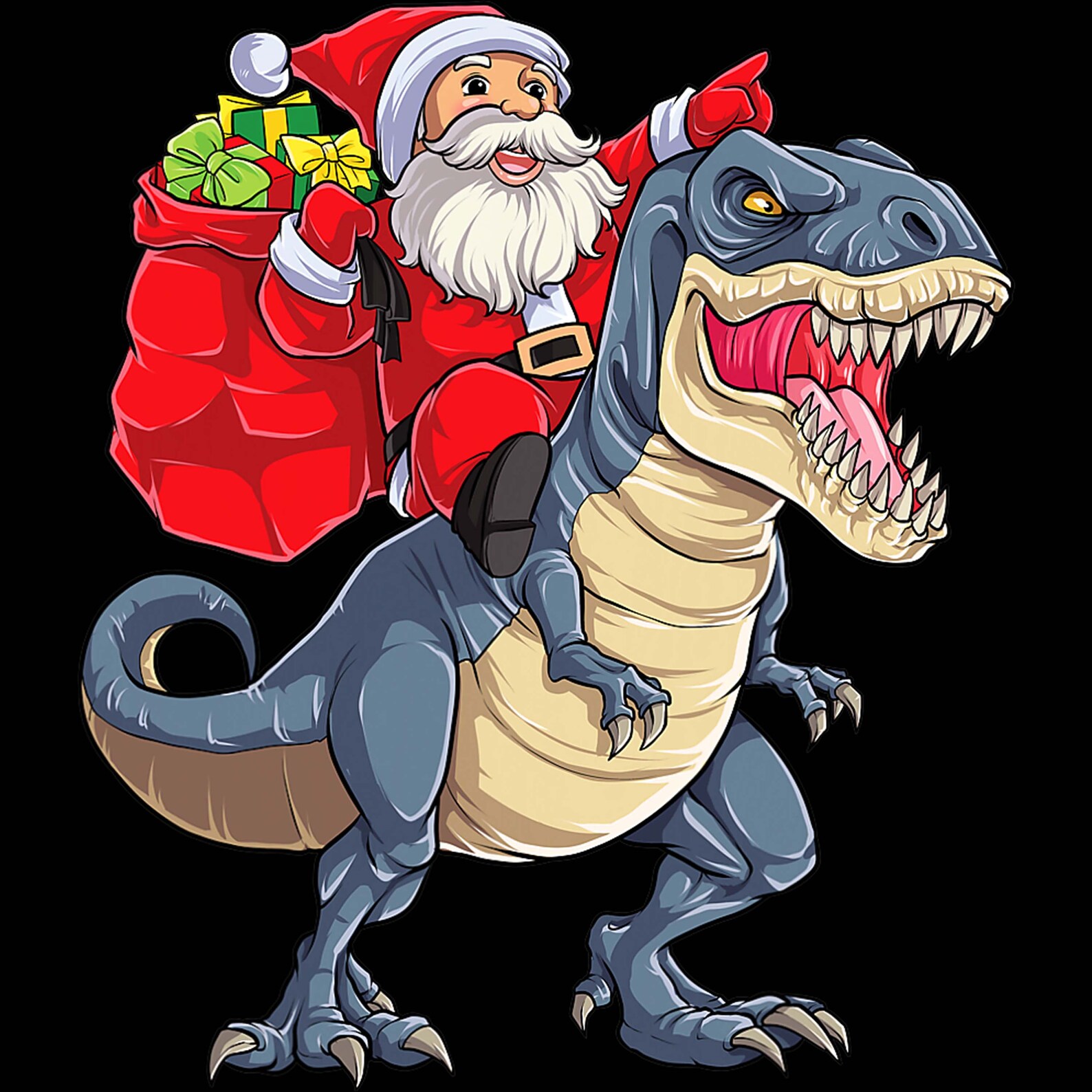 Santa Riding Dinosaur T Rex Christmas Png Christmas Design | Etsy