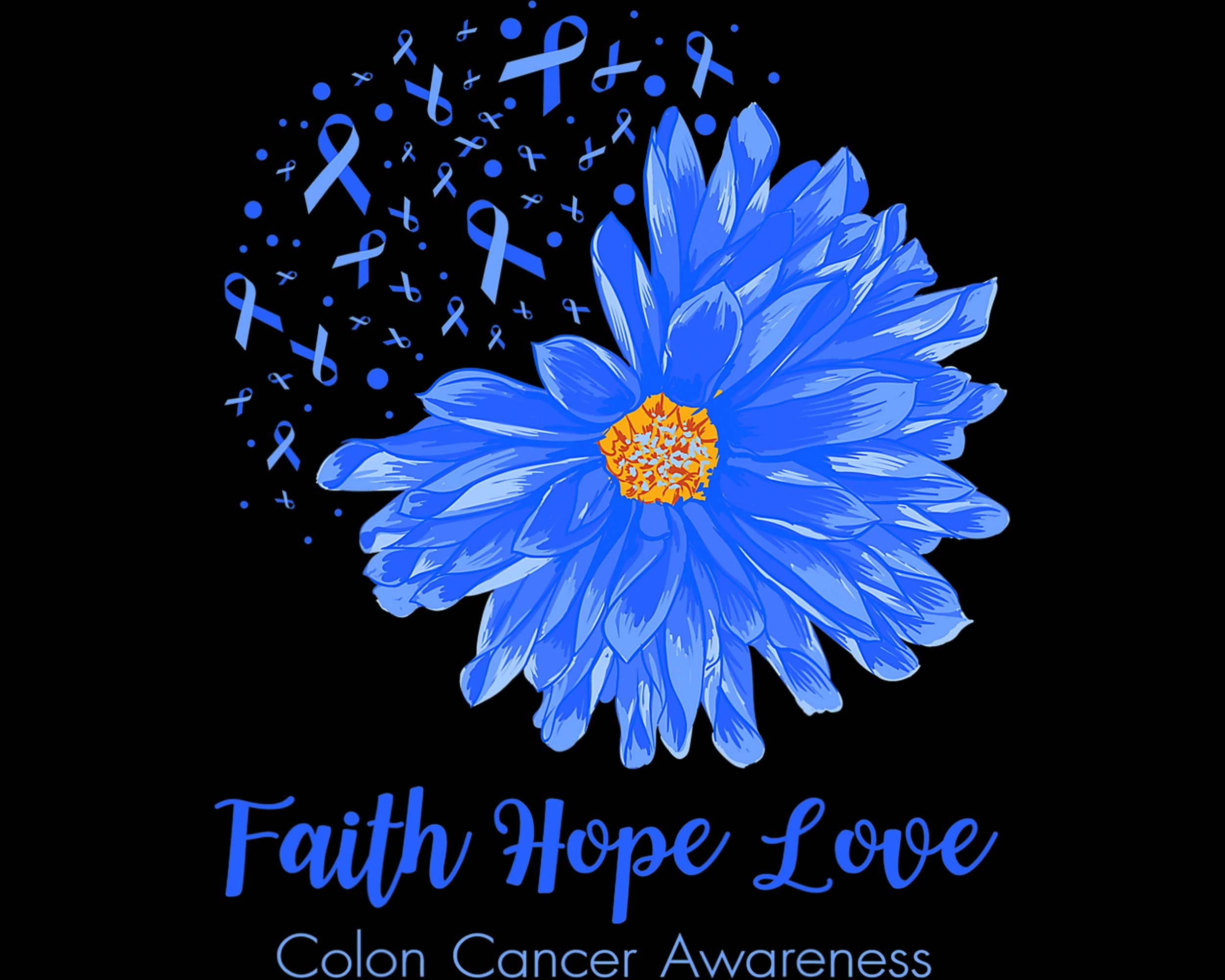 Faith Hope Love Colon Cancer Awareness Flower Blue Png Design Etsy
