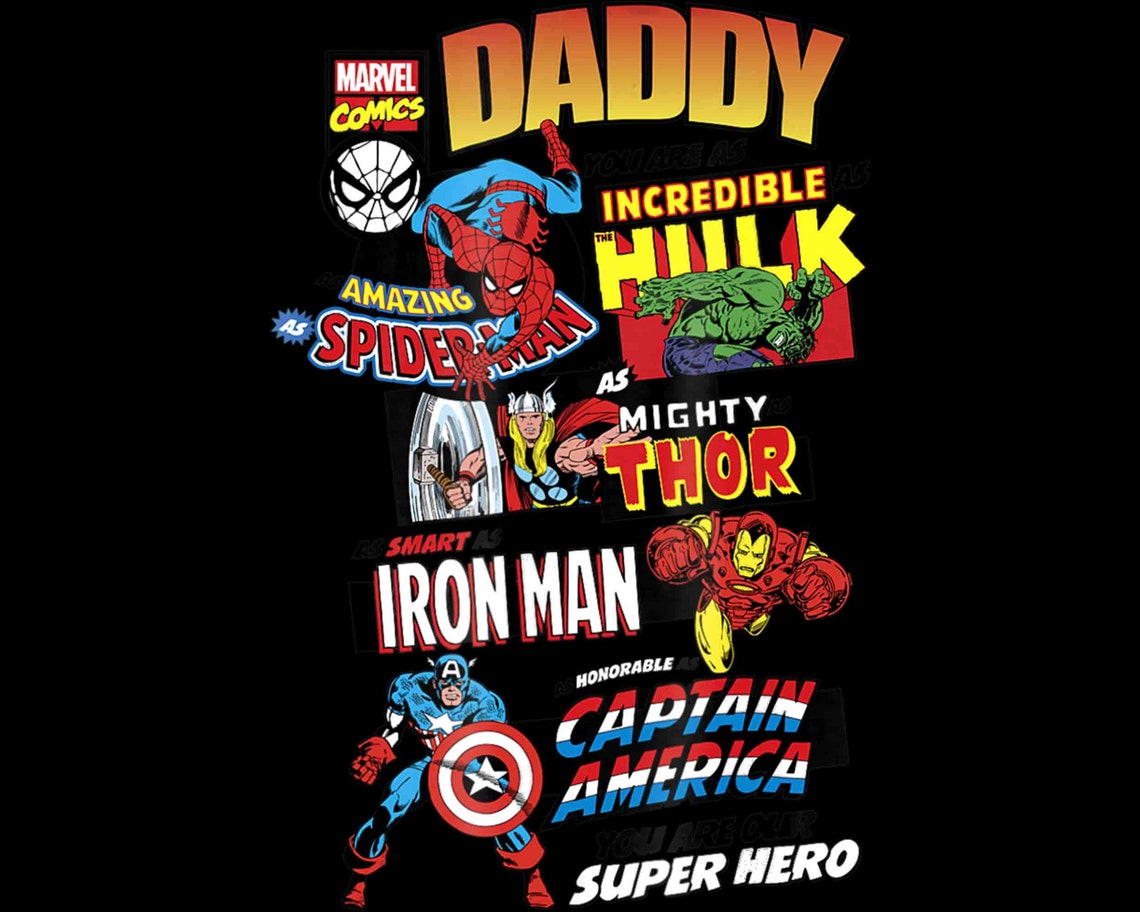 Marvel Avengers Father's Day Retro Comic Graphic Png | Etsy