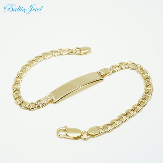 18 Kt Yellow Gold Name Plate Bracelet Etsy