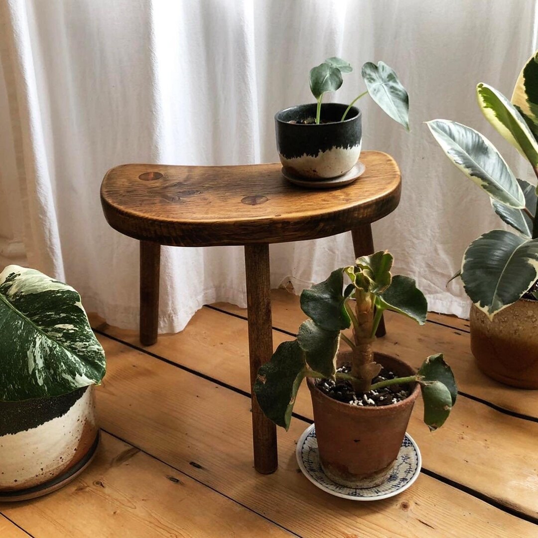 Rustic Handmade Wooden Stool, Milking Stool, Plant Stand, Side Table - Etsy