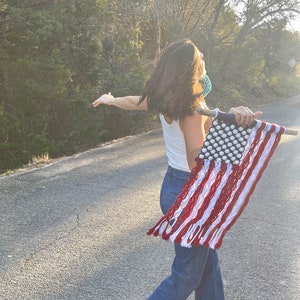 Macramé American Flag Wall Tapestry | Patriotic Home Decor