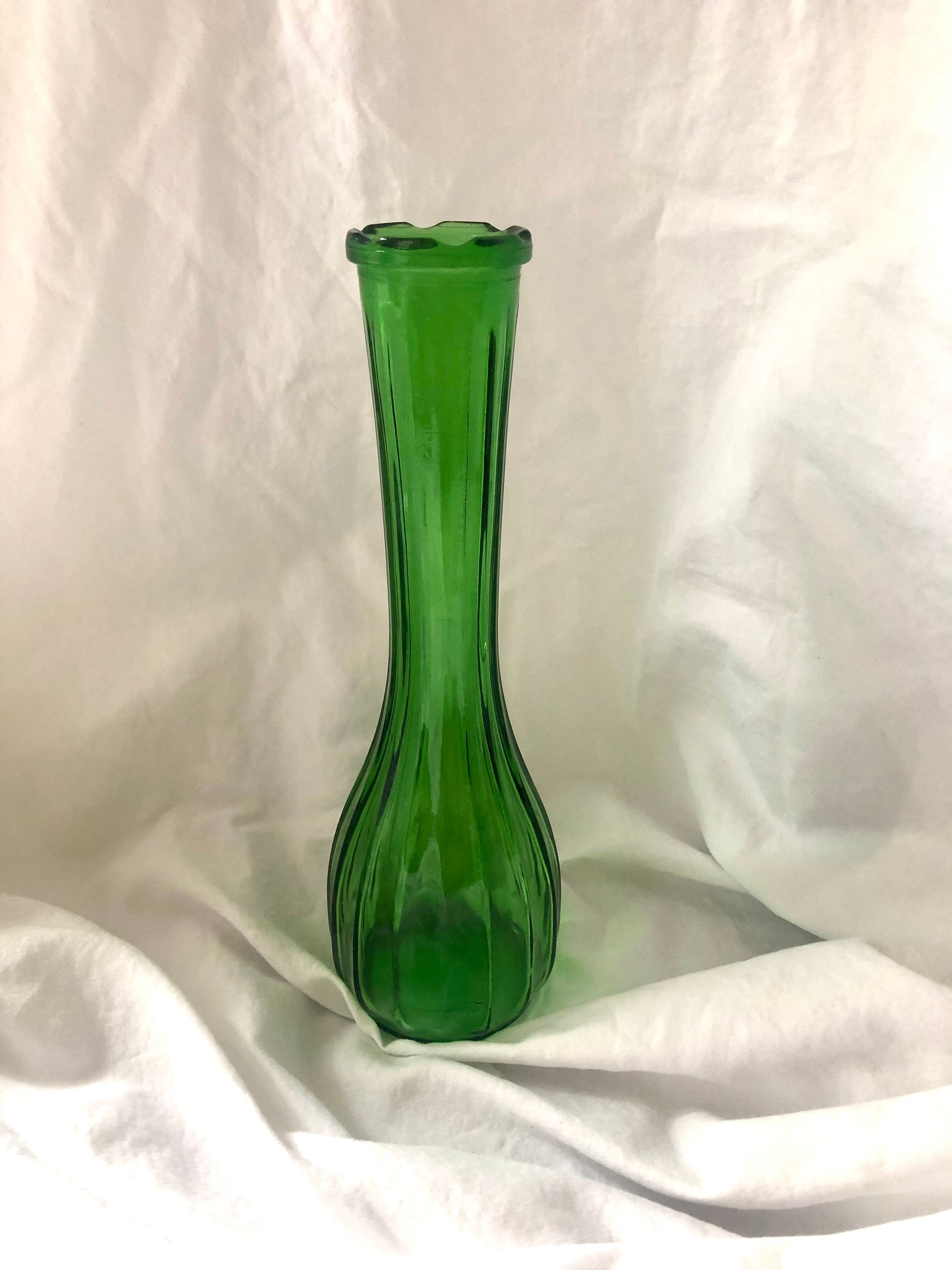 Vintage Fluted Glass Vase Etsy