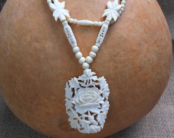 Vintage Carved Bone Necklace
