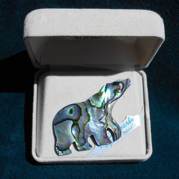 Vintage Alaskan Abalone Bear Brooch