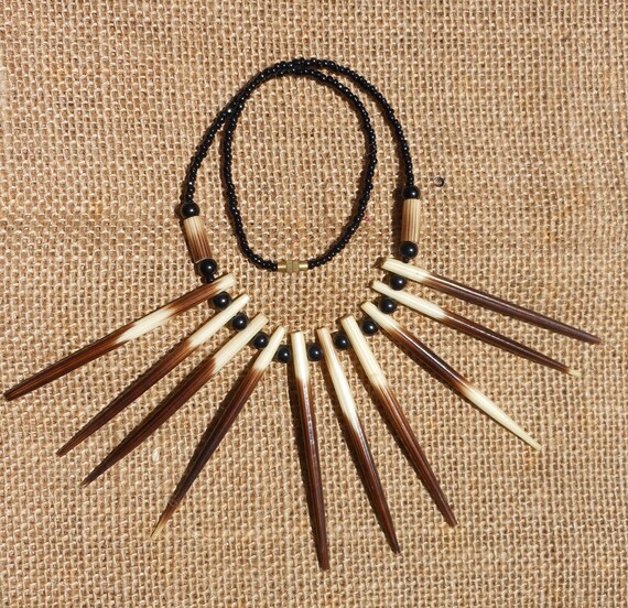 Porcupine quill necklace west - Gem