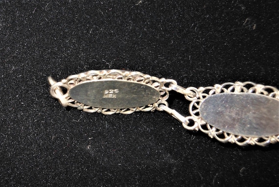 Vintage Mexican sterling bracelet with foiled gla… - image 4