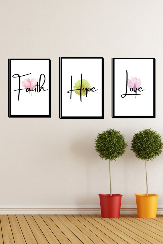 Faith Hope Love Printable Digital Print Wall Decor | Etsy