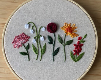 Birth Month Flower Embroidery Hoop Decoration | Handmade Gift | Personal, Sentimental Gifts