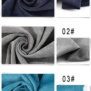 May include: Three fabric swatches in different colors: dark blue, gray, and teal. Each swatch is folded and arranged in a spiral shape. The swatches are labeled with numbers 01#, 02#, and 03#.