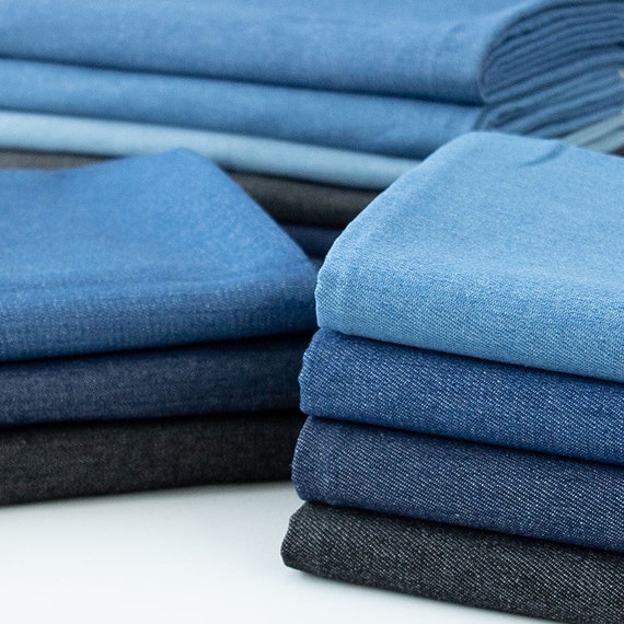 Washed Denim Fabric Thick Fabric Pure Cotton Fabric for - Etsy