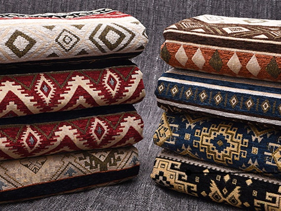 Bohemian Fabric, Chenille Fabric, Thick Fabric, Retro Fabric, Ethnic Fabric, Upholstery Fabric, DIY cloth, Sofa Cover, By the Yard