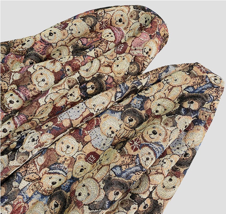 Tissu d'ours en peluche, tissu jacquard, tissu de bande dessinée d'ours, sac de bricolage jupe manteau vêtements tissu épais, tissu d'ameublement, par la demi-cour image 5