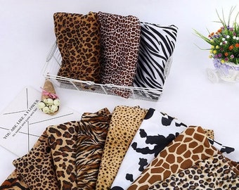Tessuto con stampa animalier, leopardo, ghepardo, zebra, giraffa, tigre, tessuto da cucito, tessuto morbido, tessuto sottile, al metro
