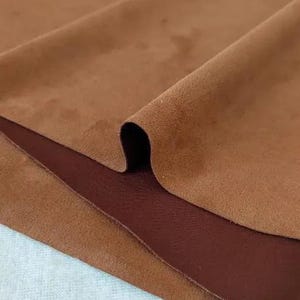 Stretch Faux Suede Fabric, Coffee Knit Thick Suedette Fabric,Polyester Spandex Apparel Cosplay Costume Upholstery Fabric, By the Half Yard