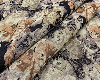Abstract Oil Painting Jacquard 3D Cat Stiff Silhouette Designer Fabric, Spring Autumn Vest Jacket Fabric, Upholstery Fabric,By The Half Yard