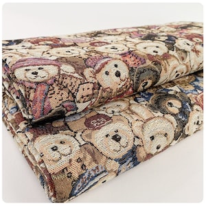 Tissu d'ours en peluche, tissu jacquard, tissu de bande dessinée d'ours, sac de bricolage jupe manteau vêtements tissu épais, tissu d'ameublement, par la demi-cour image 1