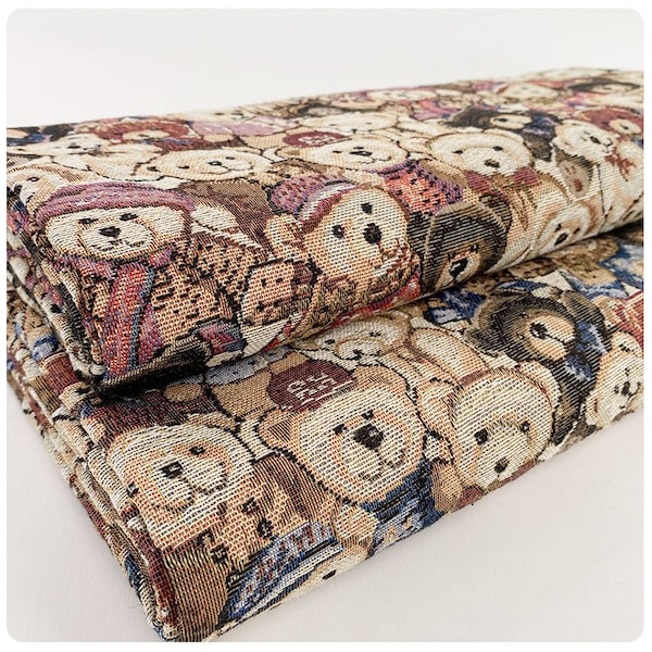 Tissu d'ours en peluche, tissu jacquard, tissu de bande dessinée d'ours, sac de bricolage jupe manteau vêtements tissu épais, tissu d'ameublement, par la demi-cour