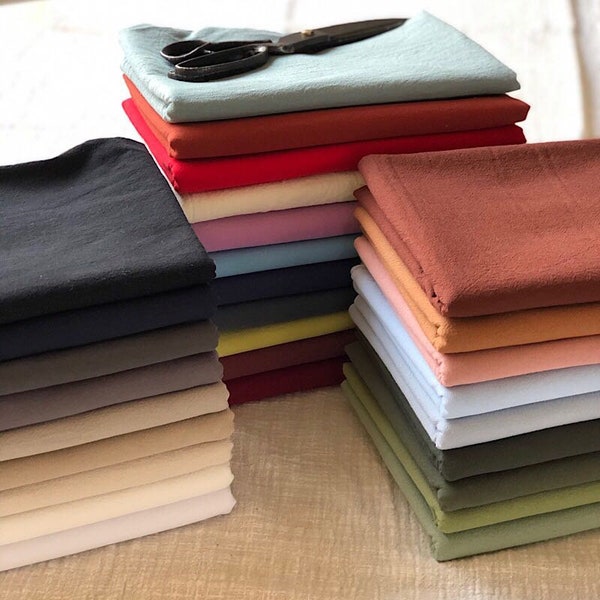 Tissu de coton lavé, tissu 100% coton, tissu de coton de couleur unie, tissu uni, tissu de vêtements, tissu matelassé, chiffon de bricolage, par verge