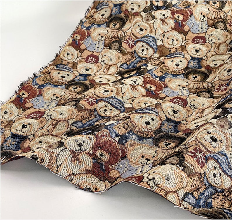 Tissu d'ours en peluche, tissu jacquard, tissu de bande dessinée d'ours, sac de bricolage jupe manteau vêtements tissu épais, tissu d'ameublement, par la demi-cour image 7