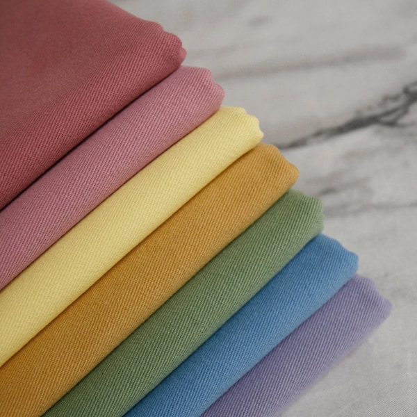 Washed 100% Cotton Fabric, Solid Color Cotton Fabric, Thick Cotton Fabric, Sewing Fabric, DIY Cloth, Apparel Fabric, By the Half Yard