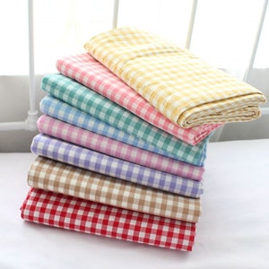 Washed Cotton Fabric, Cotton Plaid Fabric, Quilt Cover Fabric, Type A Cotton Fabric, Children&#39;s Bedding Fabric , By The Half Yard