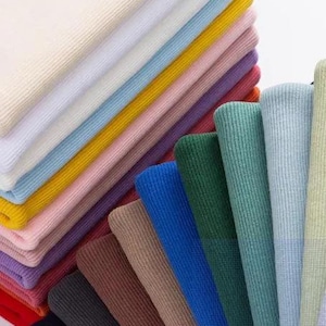 Knit Rib Fabric, Ribbed Knit Fabric for Cuffing / Waistbands/ Neckbands/Hem/ Stretch Trimming Ribbing Material for Sewing