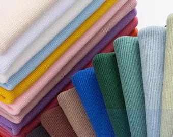 Knit Rib Fabric, Ribbed Knit Fabric for Cuffing / Waistbands/ Neckbands/Hem/ Stretch Trimming Ribbing Material for Sewing