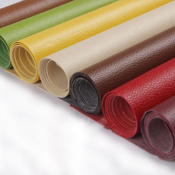 Self-Adhesive Leather Fabric,  Faux Leather Fabric, Artificial Leather, Thick Fabric, DIY Cloth, Leather Sheets,  By The Half Yard