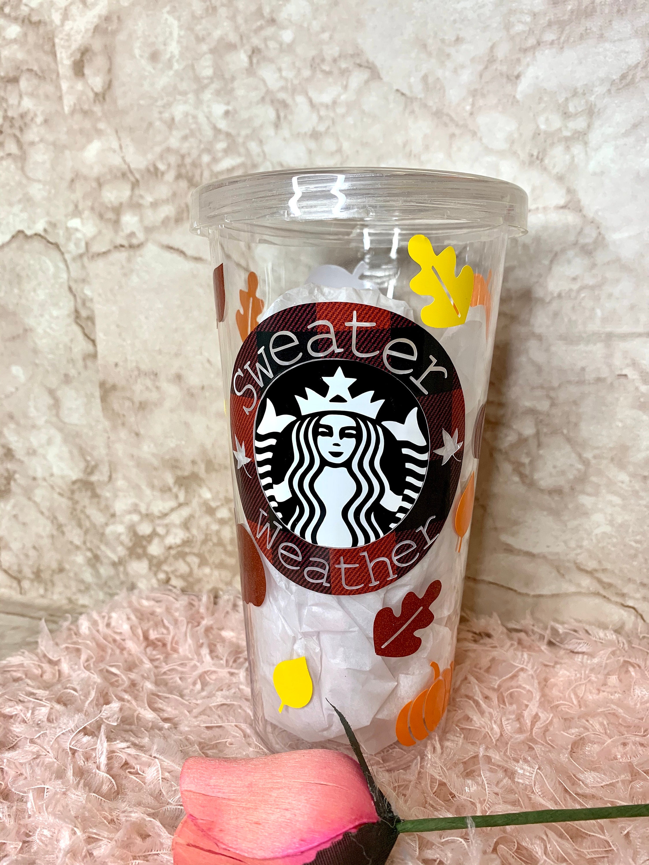 Fall Starbucks Cup Custom and includes straw Etsy