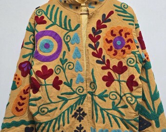 Boho Embroidered Velvet Suzani Jacket | Outerwear |Bohemian Style Indian Coat | Partywear Festive Jacket |Handmade Jacket | Gift For Wife