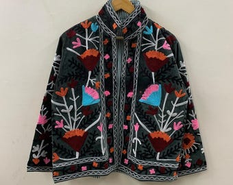 Embroidered Velvet Suzani Jacket | Boho Indian Coat | Gift For Her