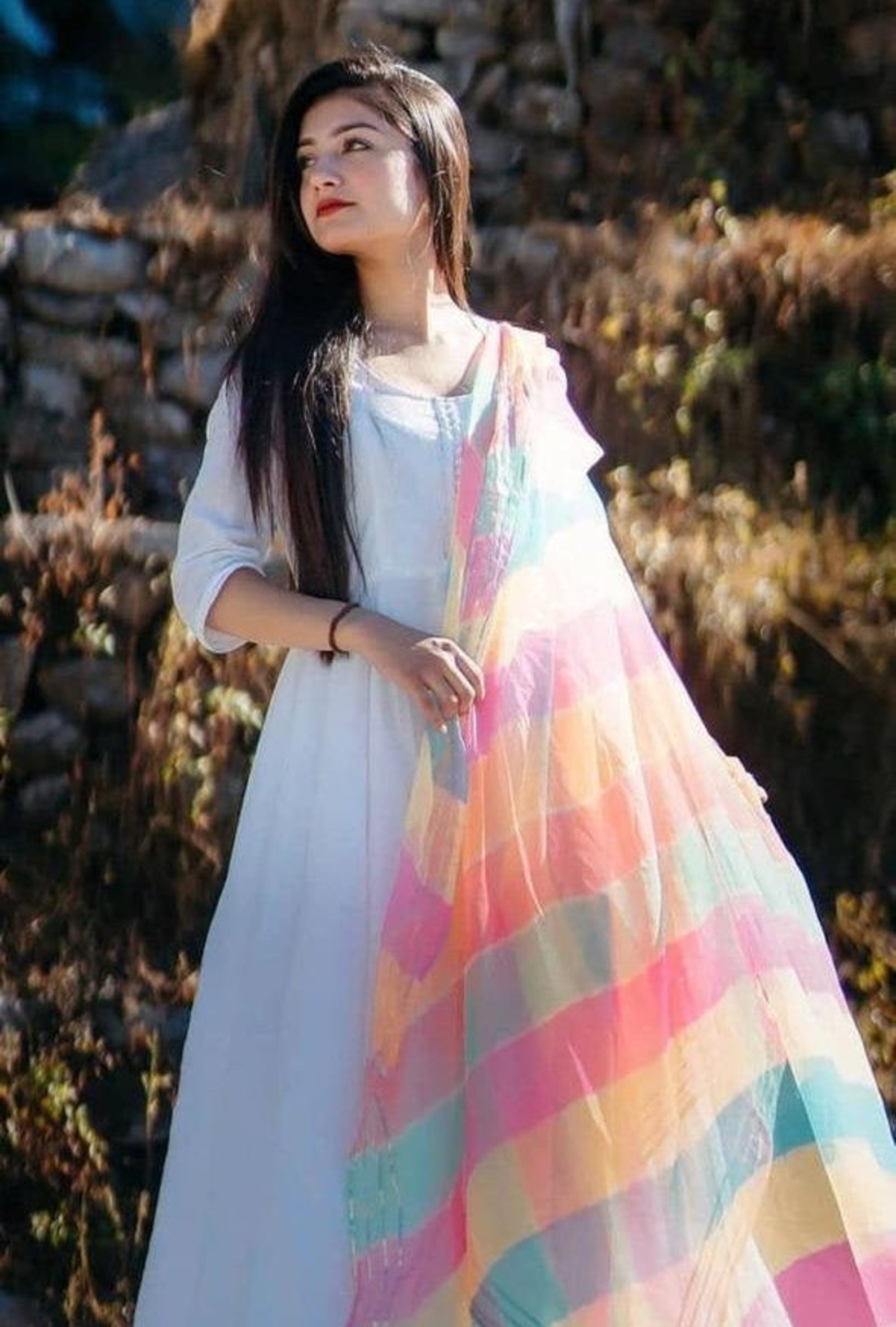white long frock with dupatta